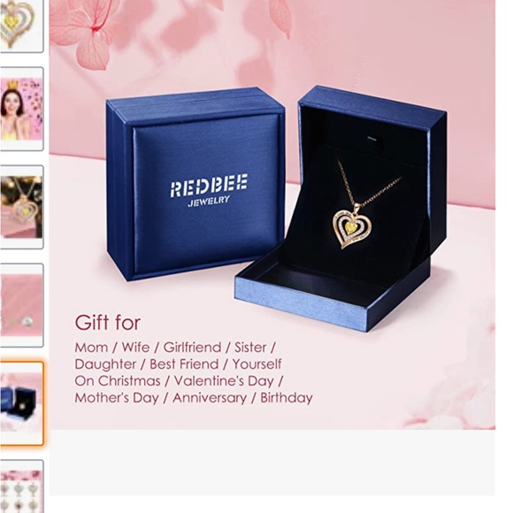 Redbee November Birthstone Heart Necklace New - Picture 15 of 16